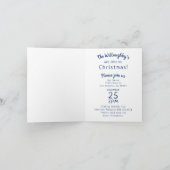 冬の青い鳥の愛のクリスマスのパーティー結婚 招待状 (内部)