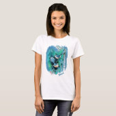冬の青い鳥絵画と文字 Tシャツ (正面フル)
