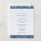 冬の青および白い雪片の結婚式の招待 招待状 (裏面)