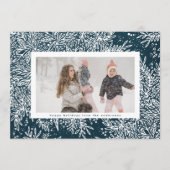 冬の青と氷の白のクリスマスボタニカルフォト シーズンカード (正面)