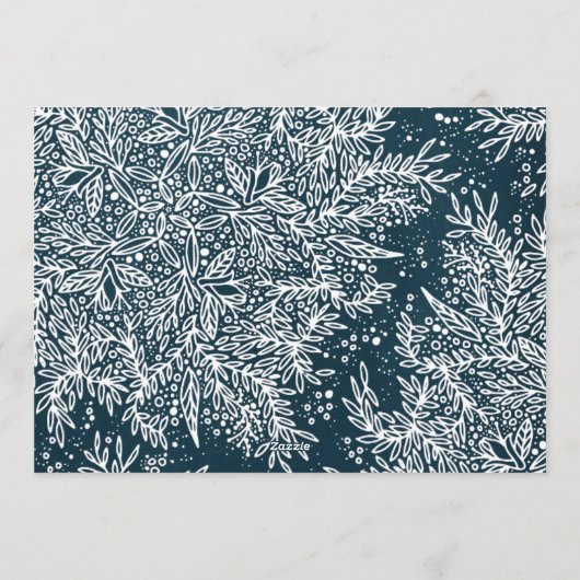 冬の青と氷の白のクリスマスボタニカルフォト シーズンカード (裏面)