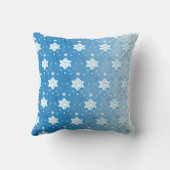 冬の青と白の雪片パターン クッション (裏面)