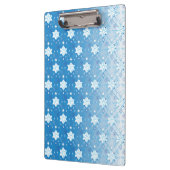 冬の青と白の雪片パターン クリップボード (左)