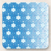 冬の青と白の雪片パターン コースター (正面)