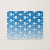 冬の青と白の雪片パターン ジグソーパズル (横)