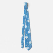 冬の青と白の雪片パターン ネクタイ (裏面)