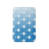 冬の青と白の雪片パターン バスマット (正面縦)