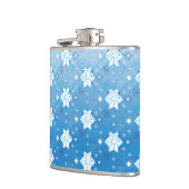 冬の青と白の雪片パターン フラスク (左)