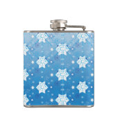 冬の青と白の雪片パターン フラスク (裏面)