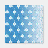 冬の青と白の雪片パターン マグネット (正面)