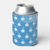 冬の青と白の雪片パターン 缶クーラー (缶正面)