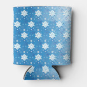 冬の青と白の雪片パターン 缶クーラー (正面)