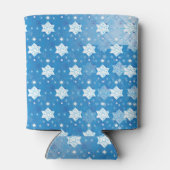 冬の青と白の雪片パターン 缶クーラー (裏面)