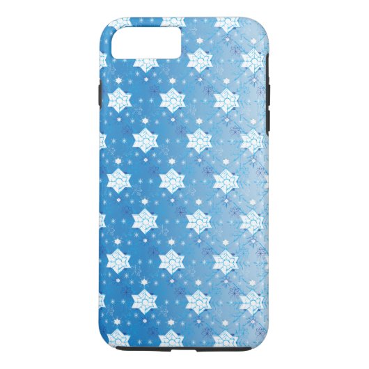 冬の青と白の雪片パターン Case-Mate iPhoneケース (裏面)