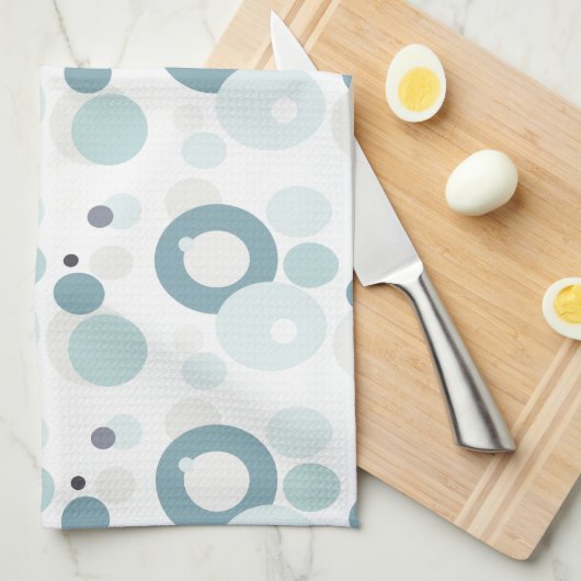 冬の青の水玉模様 キッチンタオル (四つ折り)