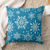 冬の青の白いスノーフレークのクリスマス クッション (ブランケット)