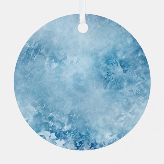 冬の青の白い雪の結晶クリスマス メタルオーナメント (裏面)