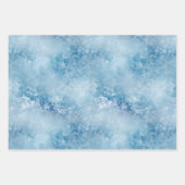 冬の青の白い雪の結晶クリスマス ラッピングペーパーシート (正面3)