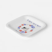 冬の青の赤いフローラ水色ベビーシャワー ペーパープレート (傾斜あり)