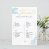 冬の青の赤ちゃんシャワーゲームあなたの財布の中にあるものを (スタンド正面)