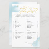 冬の青の赤ちゃんシャワーゲームあなたの財布の中にあるものを (正面/裏面)