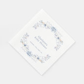 冬の青エレガントいウィルフラワーのフローラ赤ちゃんシャワー スタンダードランチョンナプキン (角)