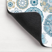 冬の青エレガントファンタジー雪のフレークのパターン マウスパッド (コーナー)