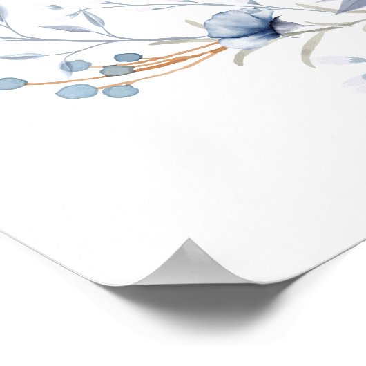 冬の青エレガントフローラベビーシャワーへようこそ ポスター (角)