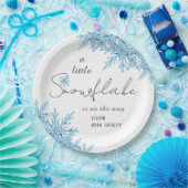 冬の青エレガント小さなスノーフレーク赤ちゃんシャワー ペーパープレート (パーティー)