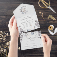 冬の青エレガント水色のフローラ結婚