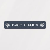 冬の青スノーフレーク子供の名前の防水ラベル ラベル (デザイン1)