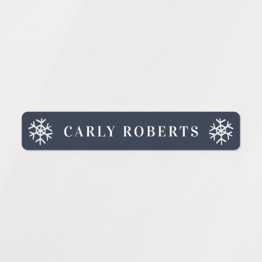 冬の青スノーフレーク子供の名前の防水ラベル ラベル (デザイン1)