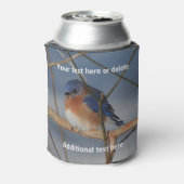 冬の青パーソナライズされた鳥 缶クーラー (缶裏面)
