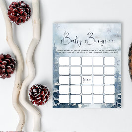 冬の青松の木のベビービンゴゲーム