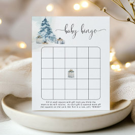 冬の青松の木のベビービンゴゲーム