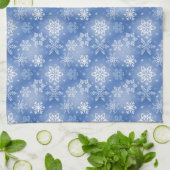 冬の青空に舞う雪の結晶 キッチンタオル (折り畳み)