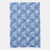 冬の青空に舞う雪の結晶 キッチンタオル (縦)