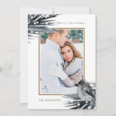 冬の青素朴葉メリークリスマスの写真 シーズンカード (正面)