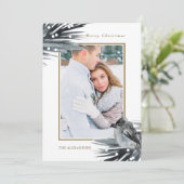 冬の青素朴葉メリークリスマスの写真 シーズンカード (スタンド正面)