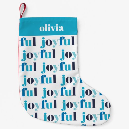 冬の青「うれしいパーソナライズされた」 スモールクリスマスストッキング (正面)