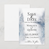 冬の青 水彩画風デザイン Save The Date 案内状 (正面/裏面)