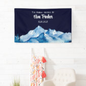 冬の青 白い雪の山 ブライダルシャワー 横断幕 (インサイチュ)