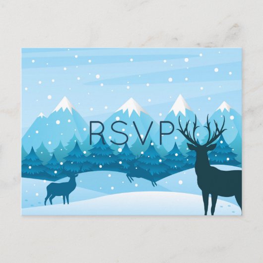 冬の青 RSVP ポストカード - 料理の選択付き (正面)