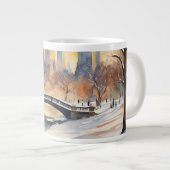 冬の静かな喜び、セントラルパーク雪のシーンマグカップ ジャンボコーヒーマグカップ (正面右)