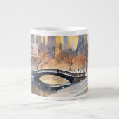 冬の静かな喜び、セントラルパーク雪のシーンマグカップ ジャンボコーヒーマグカップ (正面)