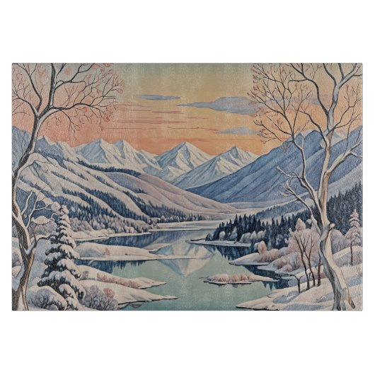 冬の静寂 カッティングボード (正面)