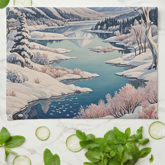 冬の静寂 キッチンタオル (折り畳み)