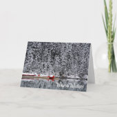 冬の願い及び幸せなholidays湖のカヌーを暖めて下さい シーズンカード (正面)