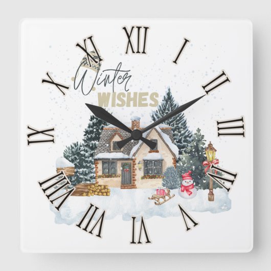 冬の願い スクエア壁時計 (正面)