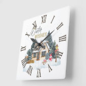 冬の願い スクエア壁時計 (傾斜)
